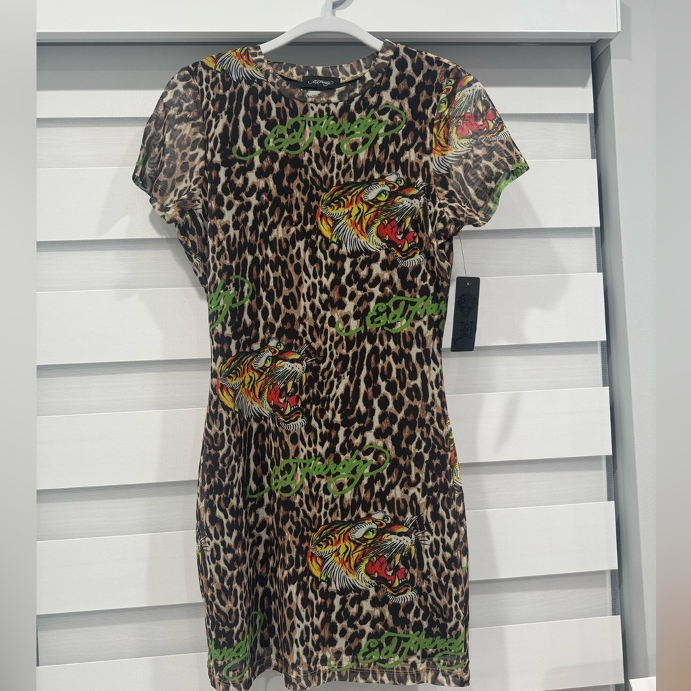 Ed hardy tiger stripes American traditional tiger tattoo design bodycon dress